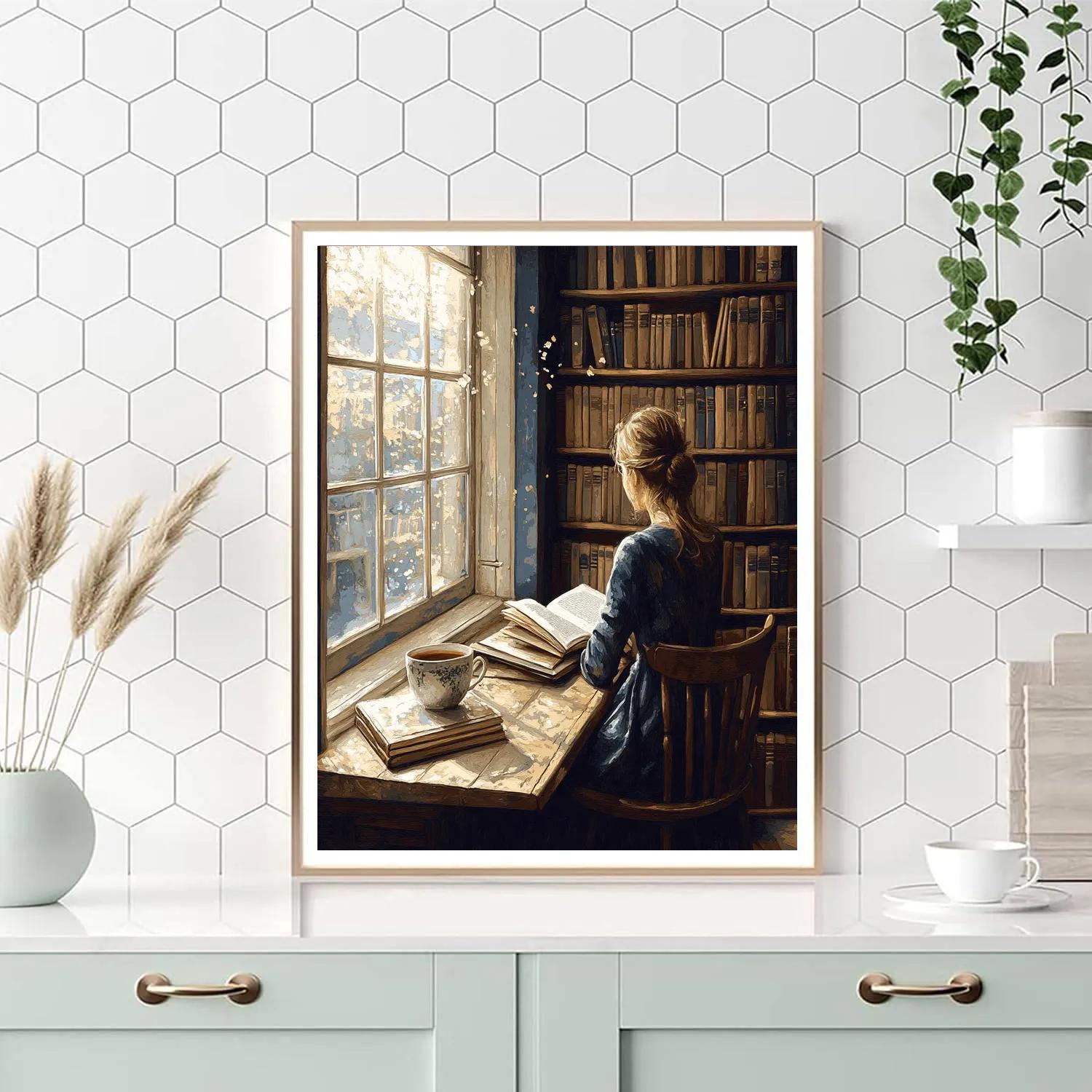 Vermeer Inspired Quiet Library Corner Painting by numbers kit