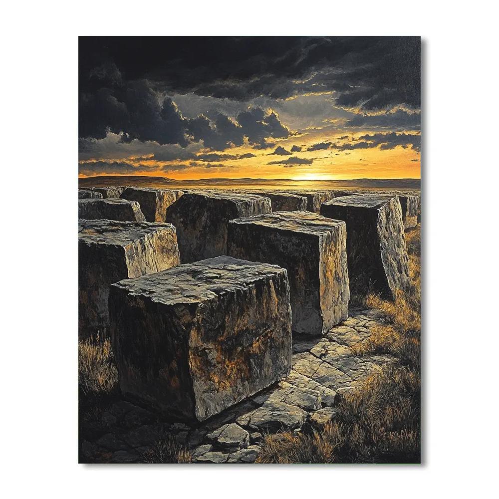 Francisco Goya Inspired Weathered Stones Before Fading Horizon Glow painting number kit