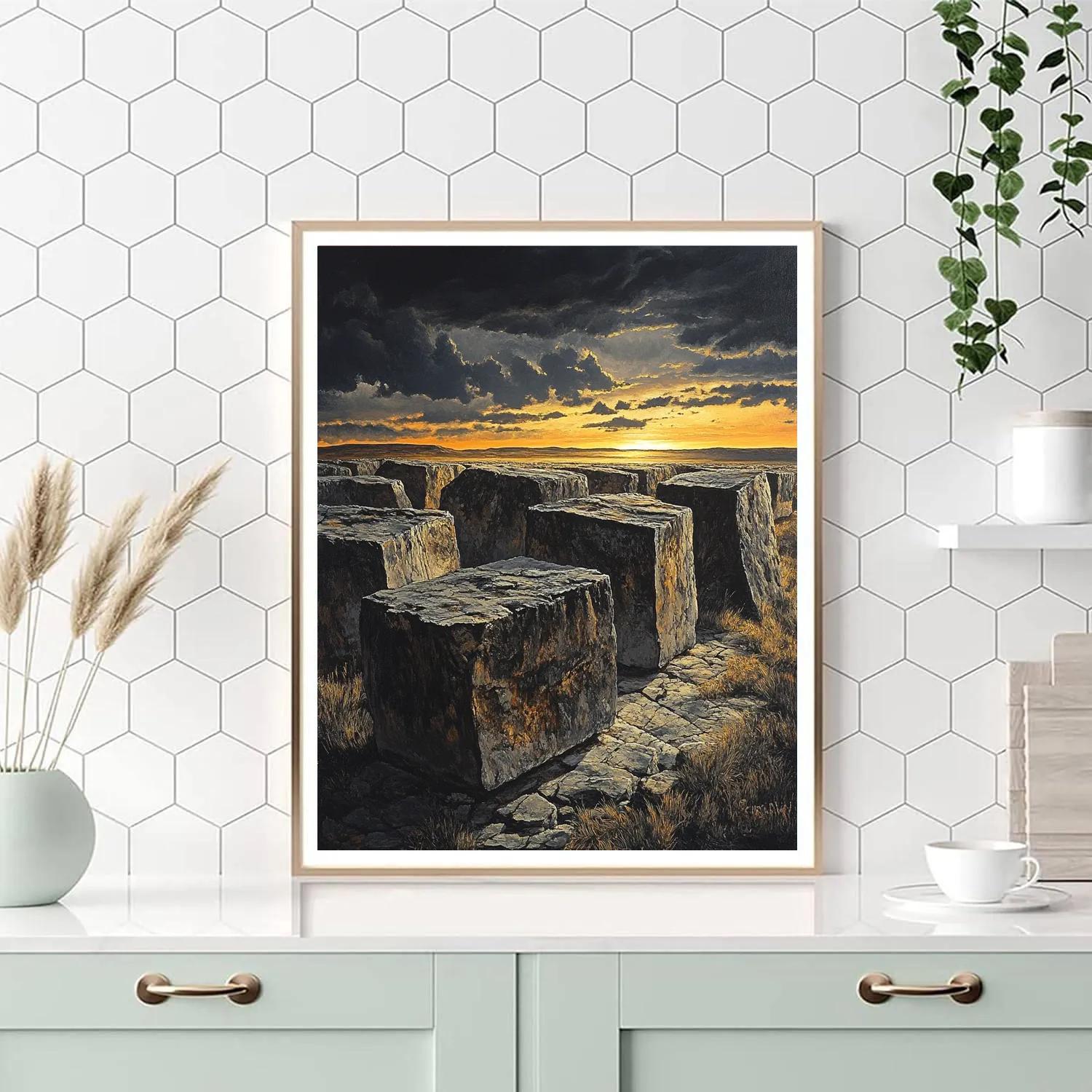 Francisco Goya Inspired Weathered Stones Before Fading Horizon Glow painting number kit