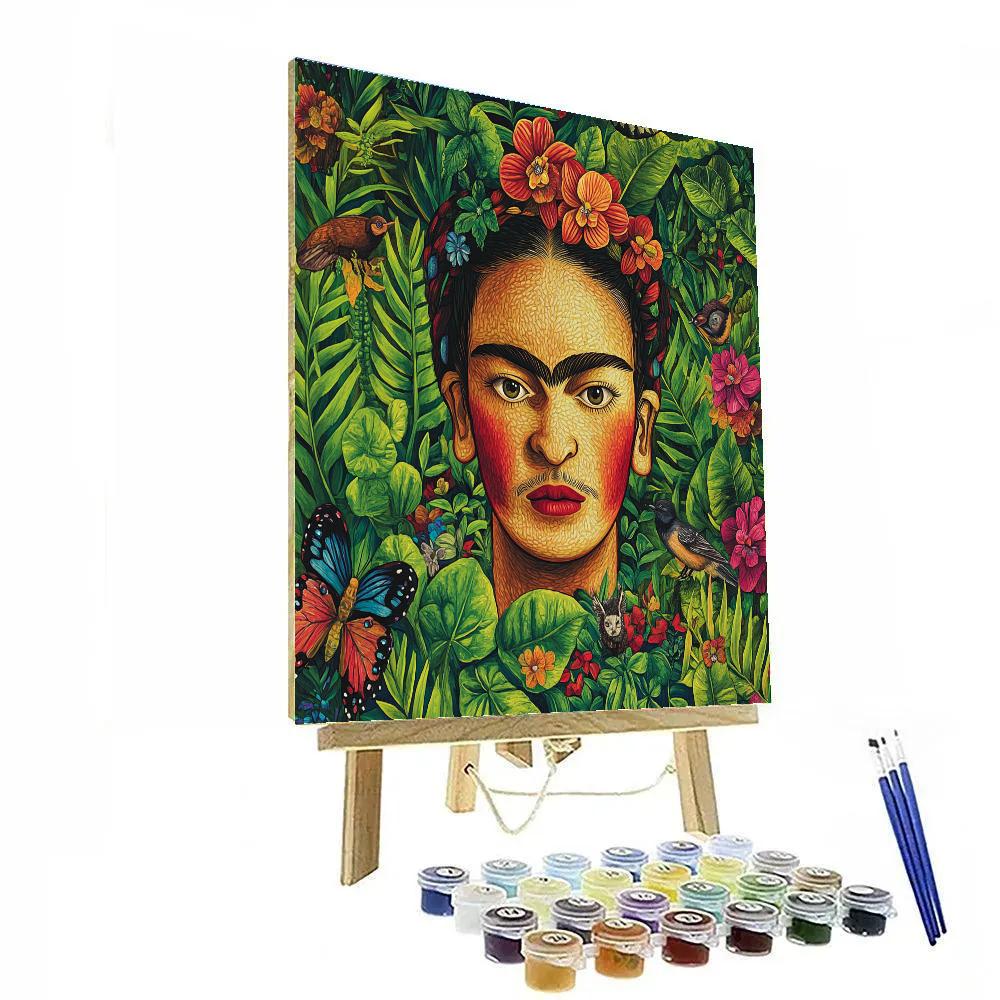 Frida Kahlo Inspired Symbolic Garden Portrait DIY paint by numbers