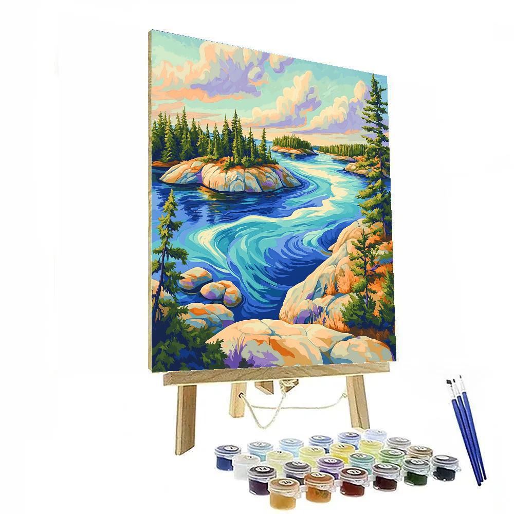 Franklin Carmichael Inspired Glacial Blue Bay And Granite Isles Paint by numbers kits