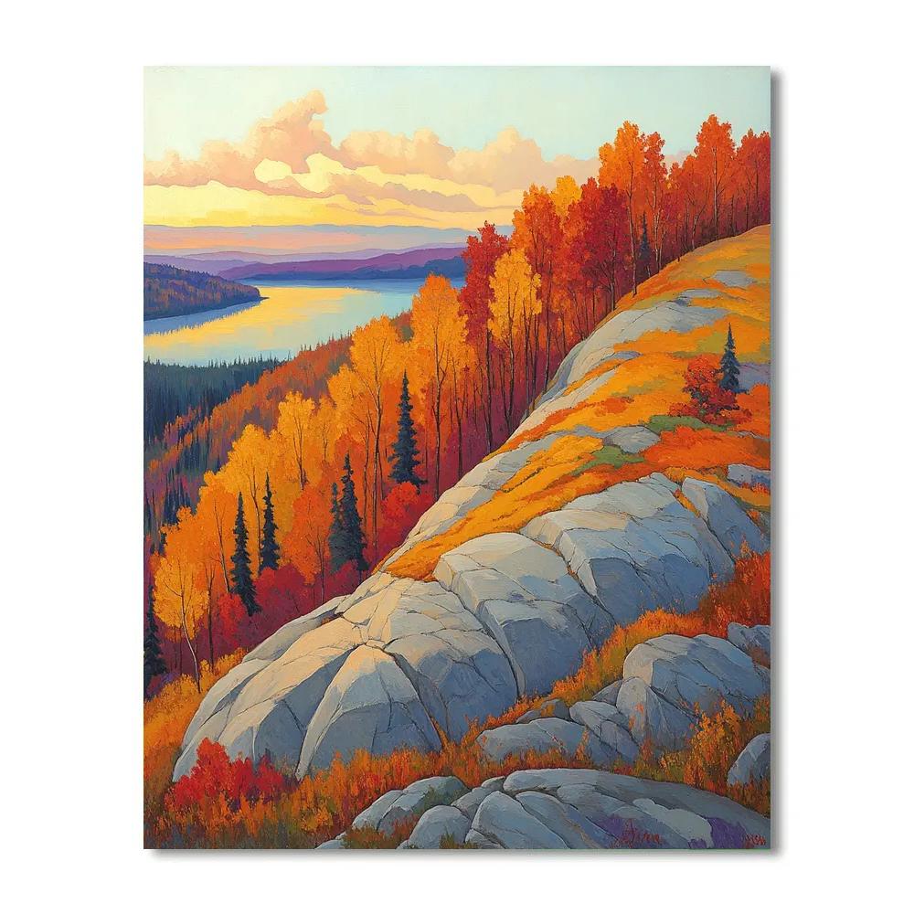 Franklin Carmichael Inspired Autumn Shield Ridge At Dusk Paint by numbers art