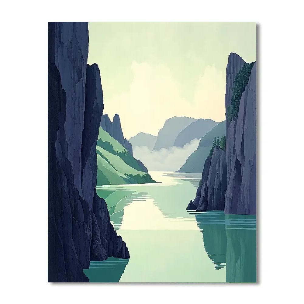 Frederick Varley Inspired Mist Rising On Verdant Fjord DIY paint by numbers