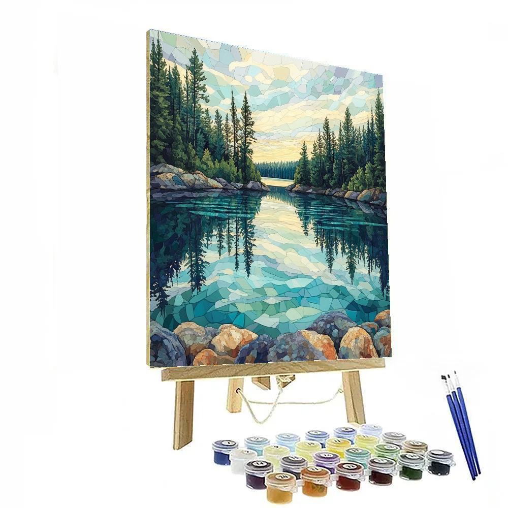 J E H MacDonald Inspired Pine Guardians Of Northern Mirror Lake Paint by numbers art