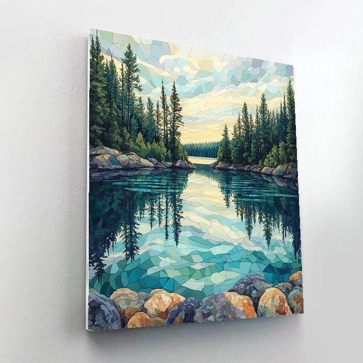 J E H MacDonald Inspired Pine Guardians Of Northern Mirror Lake Paint by numbers art