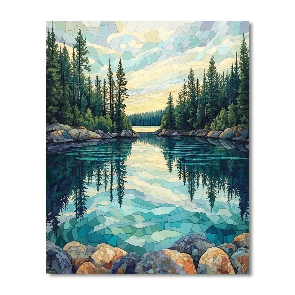 J E H MacDonald Inspired Pine Guardians Of Northern Mirror Lake Paint by numbers art