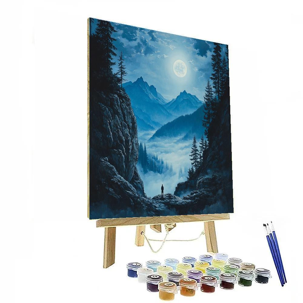 Caspar David Friedrich Inspired Moonlit Mountain Pass Numbered painting kits