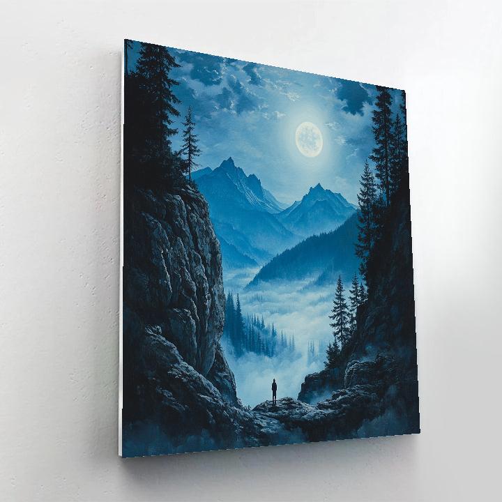 Caspar David Friedrich Inspired Moonlit Mountain Pass Numbered painting kits