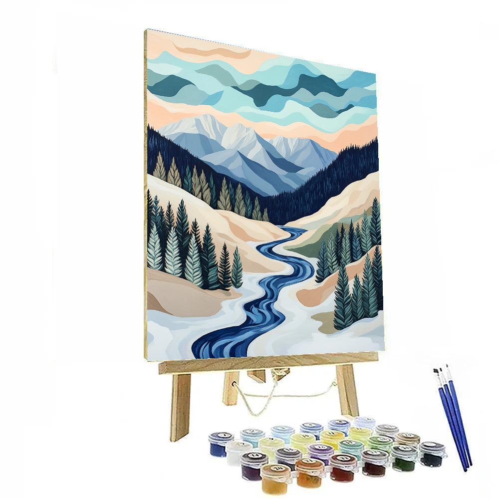 J E H MacDonald Inspired Spring Thaw In Patterned Valley Pines paint by number