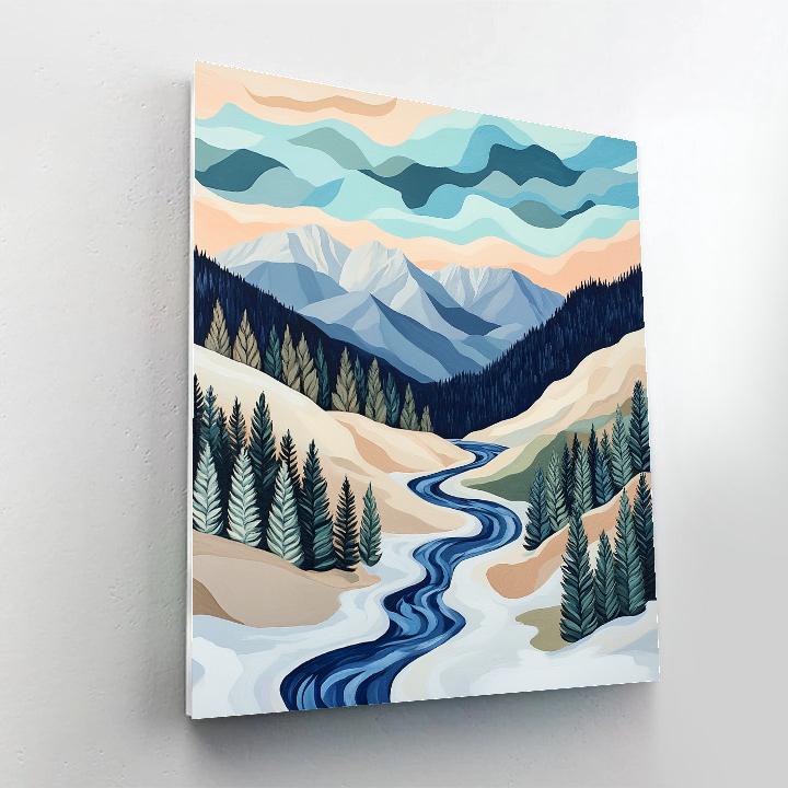 J E H MacDonald Inspired Spring Thaw In Patterned Valley Pines paint by number