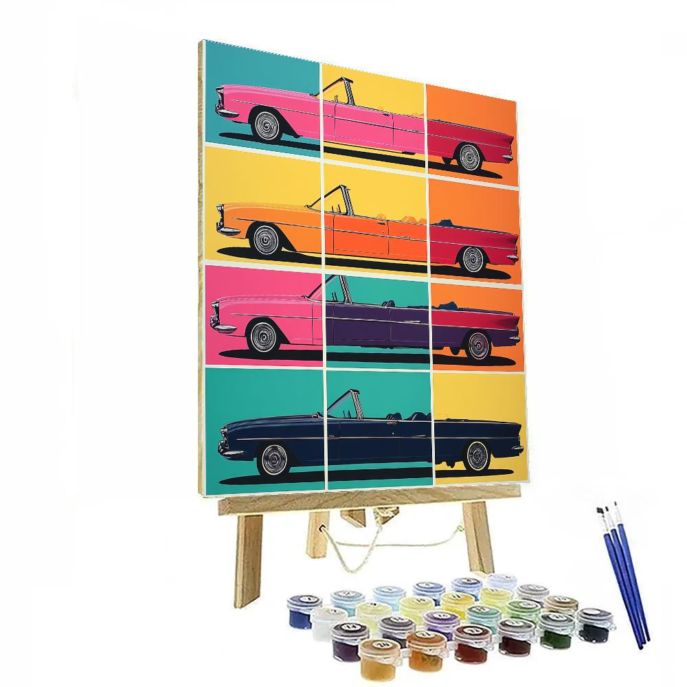 Andy Warhol Inspired Neon Vintage Car Grid DIY paint by numbers