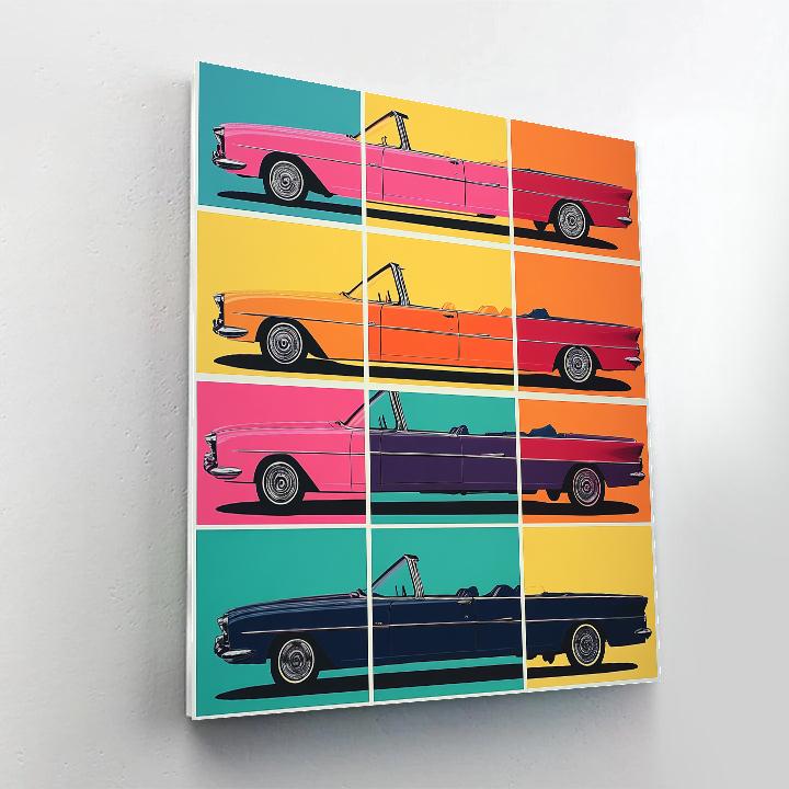 Andy Warhol Inspired Neon Vintage Car Grid DIY paint by numbers