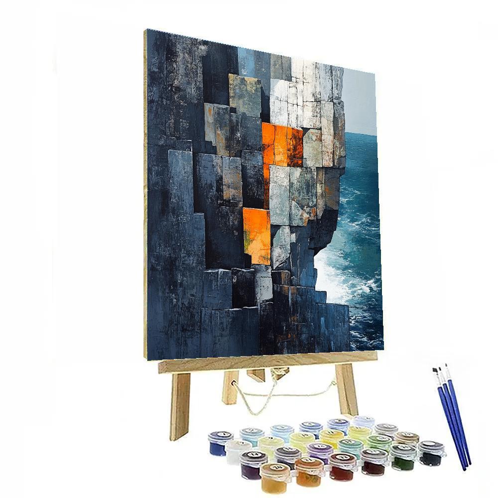 Jean-Paul Riopelle Inspired Basalt Coast With Ember Lichen Painting by numbers kit