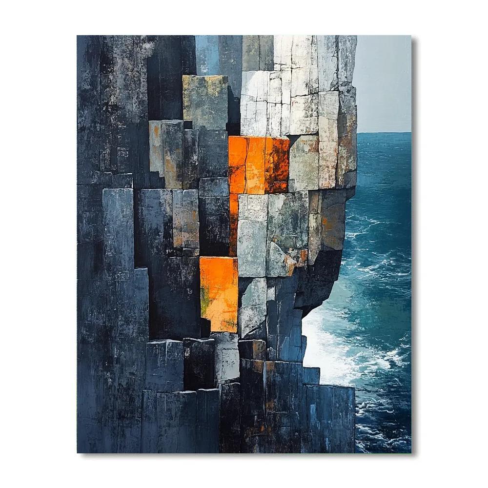 Jean-Paul Riopelle Inspired Basalt Coast With Ember Lichen Painting by numbers kit