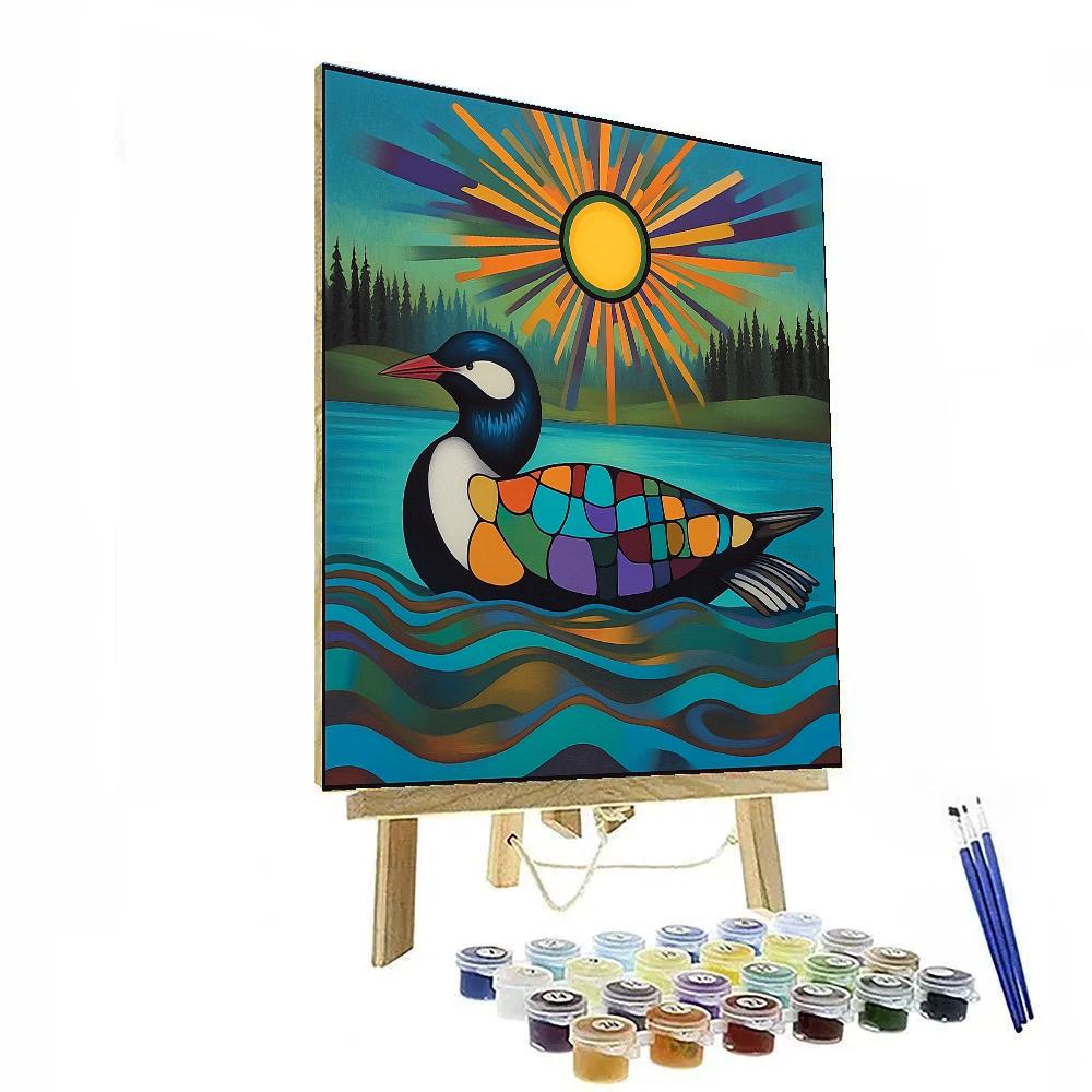 Norval Morrisseau Inspired Loon Echoes On Spirit Lake DIY paint by numbers