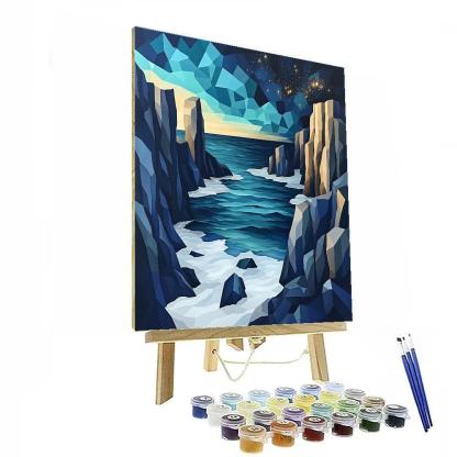 Pablo Picasso Inspired Cubist Tidal Coastline Under Broken Constellations paint by number