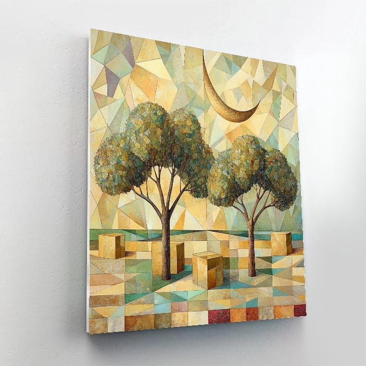 Pablo Picasso Inspired Geometric Orchard With Twin Moons Numbered painting kits
