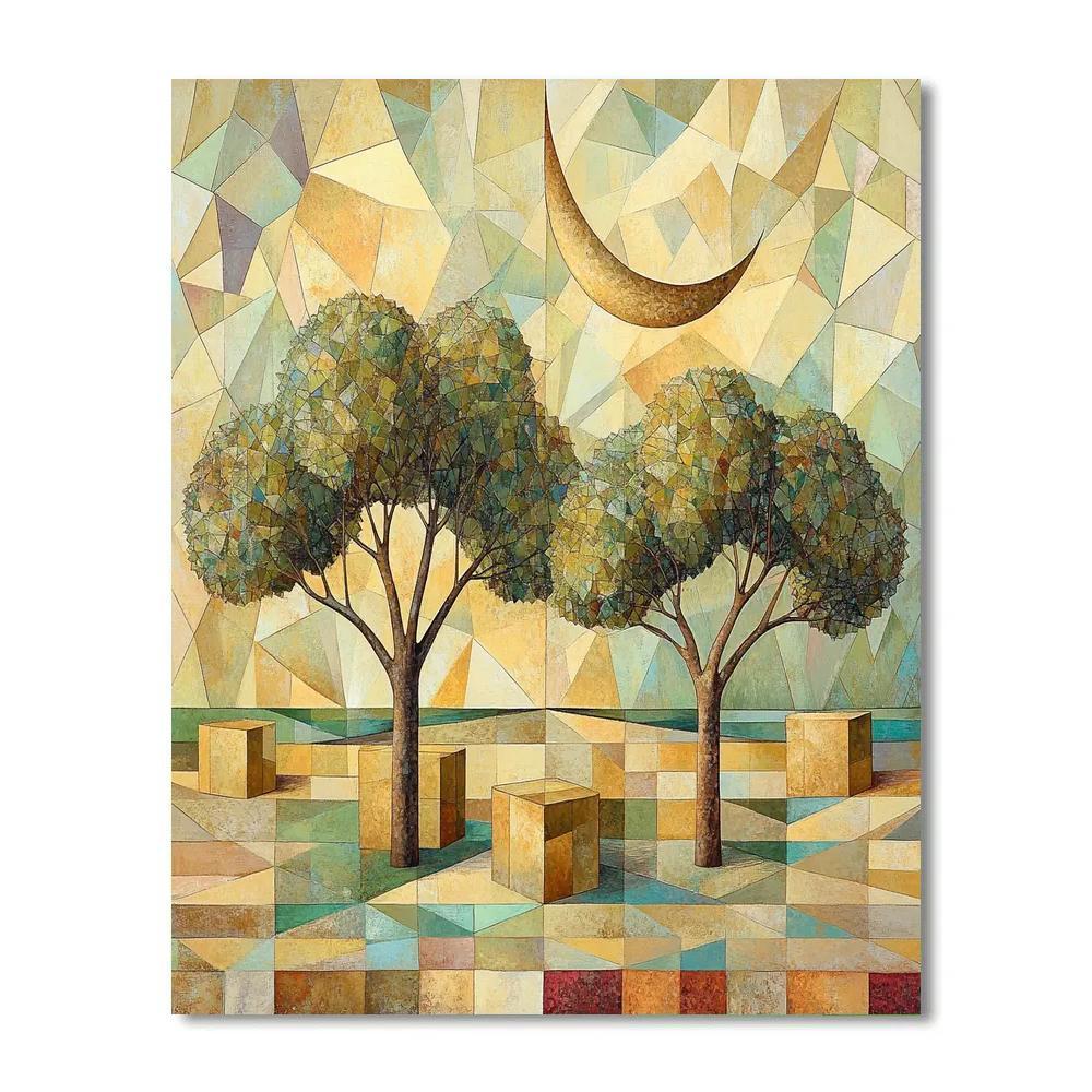 Pablo Picasso Inspired Geometric Orchard With Twin Moons Numbered painting kits