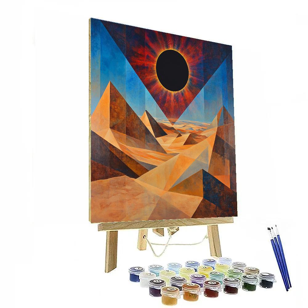 Pablo Picasso Inspired Prism Desert With Cubist Eclipse DIY paint by numbers