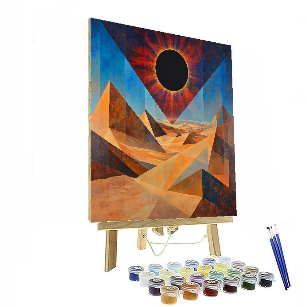 Pablo Picasso Inspired Prism Desert With Cubist Eclipse DIY paint by numbers