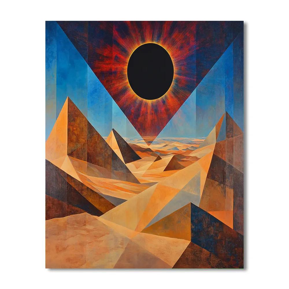 Pablo Picasso Inspired Prism Desert With Cubist Eclipse DIY paint by numbers
