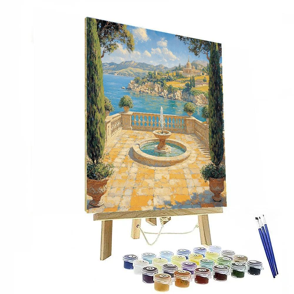 Raphael Inspired Golden Terrace Overlooking Idealized Bay paint by number