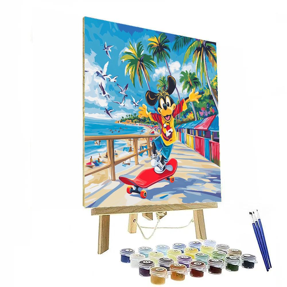 Goofy Summer Skateboard Fun Disney Inspired Numbered painting kits