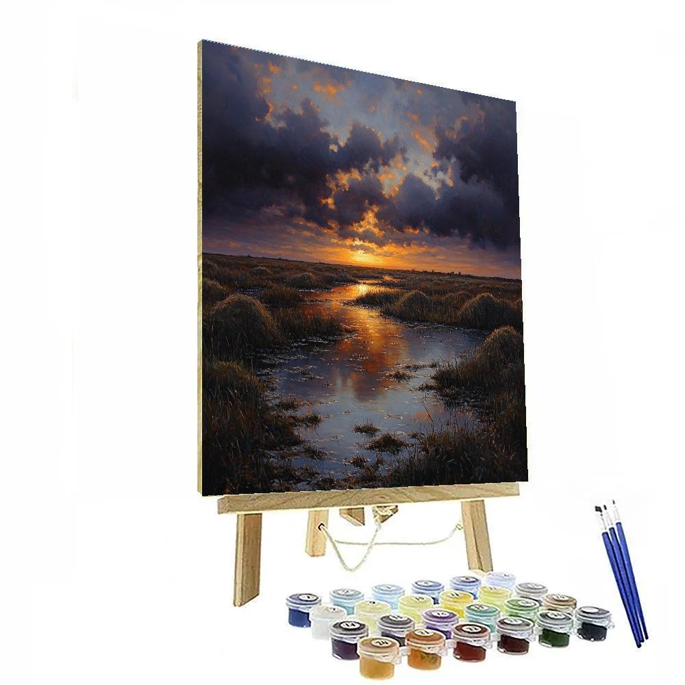 Rembrandt Inspired Ember Glow Over Peat Marsh paint by numbers
