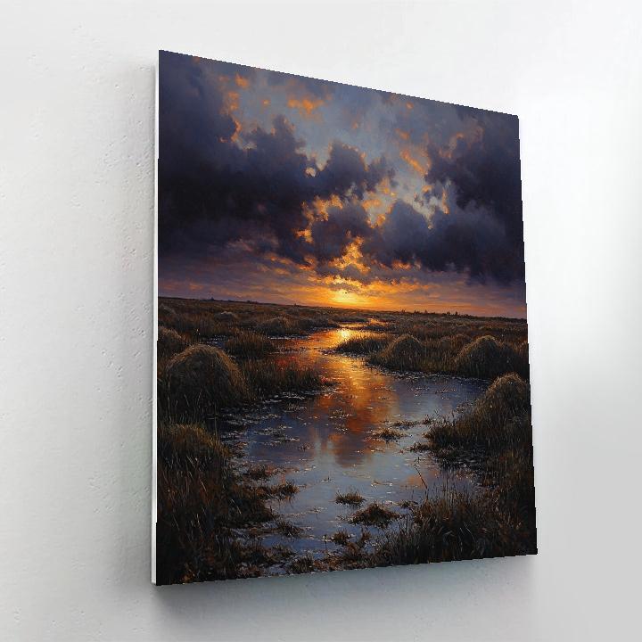 Rembrandt Inspired Ember Glow Over Peat Marsh paint by numbers