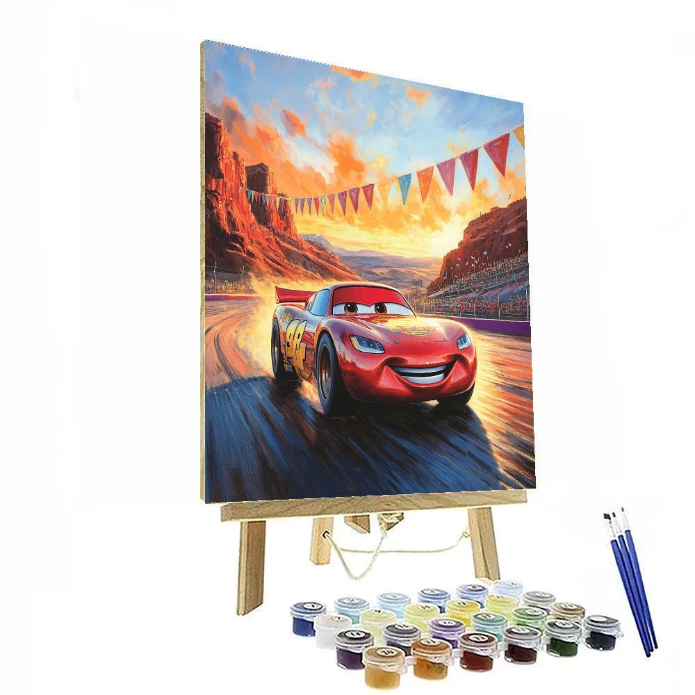Lightning McQueen Sunset Speedway Victory Disney Inspired Painting by numbers kit