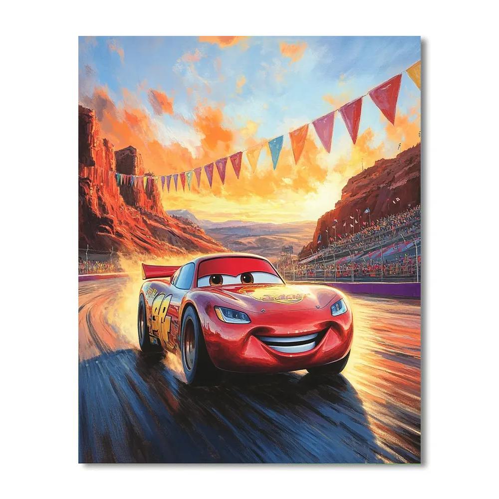 Lightning McQueen Sunset Speedway Victory Disney Inspired Painting by numbers kit