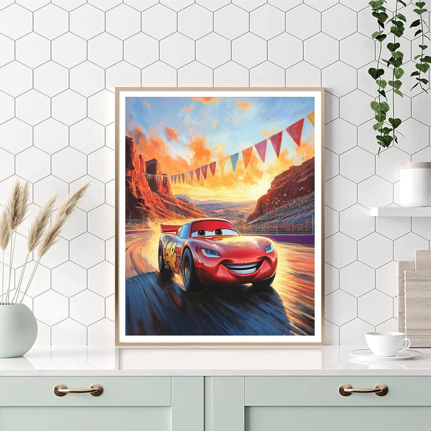Lightning McQueen Sunset Speedway Victory Disney Inspired Painting by numbers kit