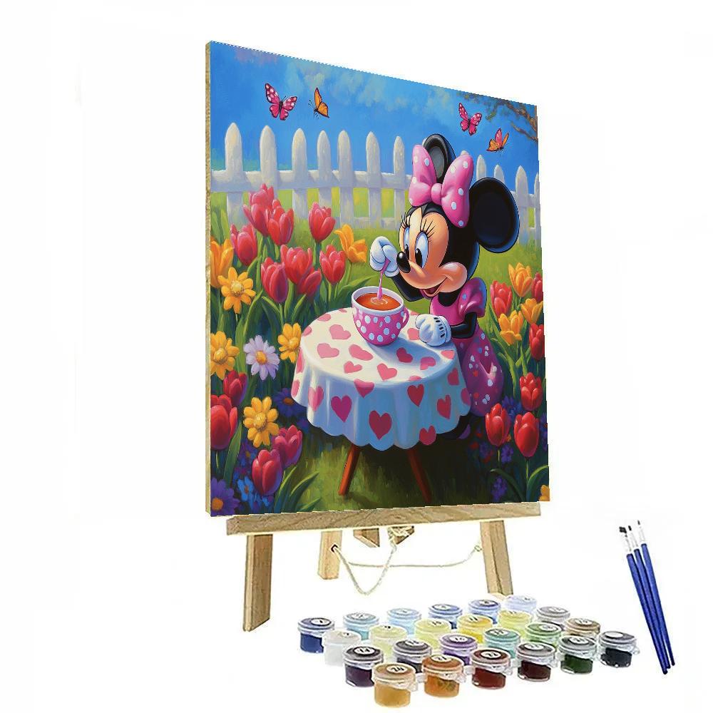 Minnie Mouse Flower Garden Tea Time Disney Inspired painting number kit