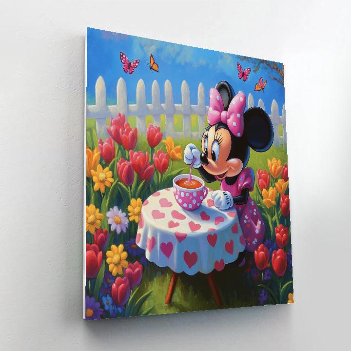 Minnie Mouse Flower Garden Tea Time Disney Inspired painting number kit