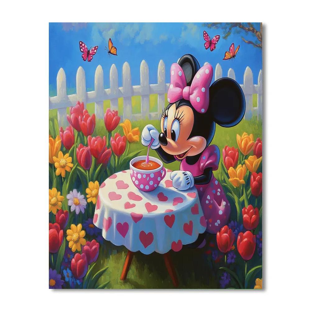 Minnie Mouse Flower Garden Tea Time Disney Inspired painting number kit