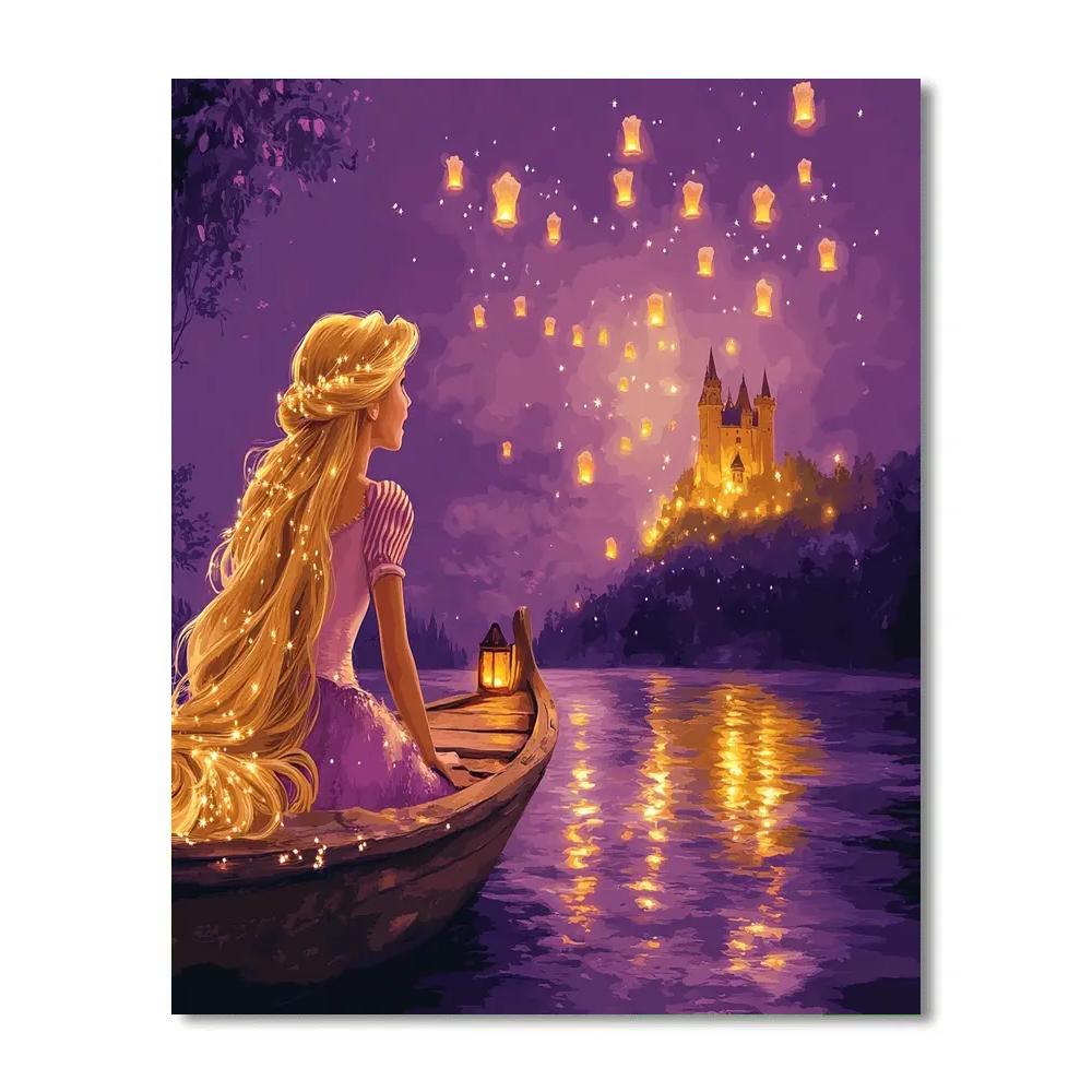 Rapunzel Lantern Dream Over The River Disney Inspired painting number kit