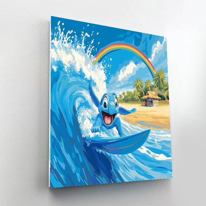 Stitch Tropical Surf Splash Disney Inspired DIY paint by numbers