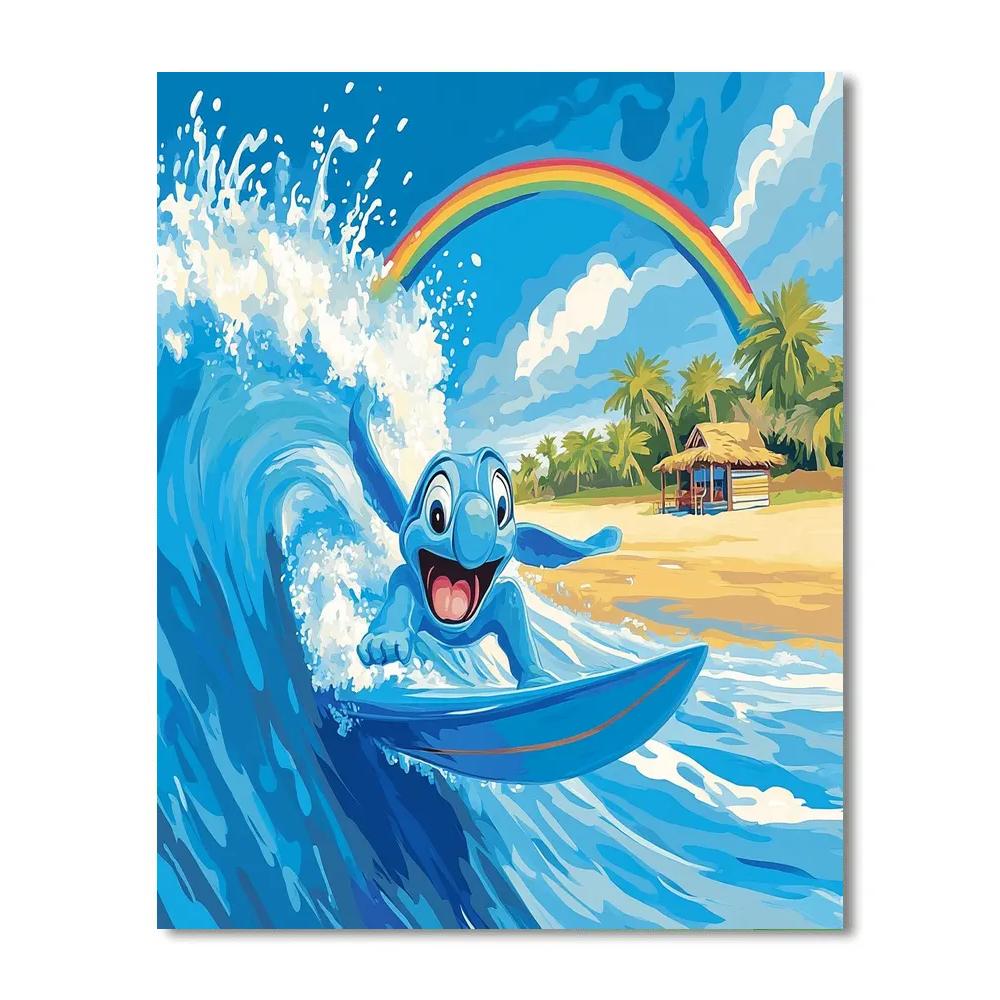 Stitch Tropical Surf Splash Disney Inspired DIY paint by numbers
