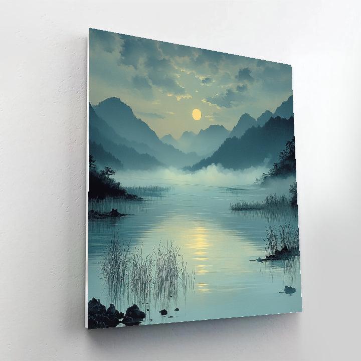 Hiroshige Inspired Moonlit River Mists paint by color