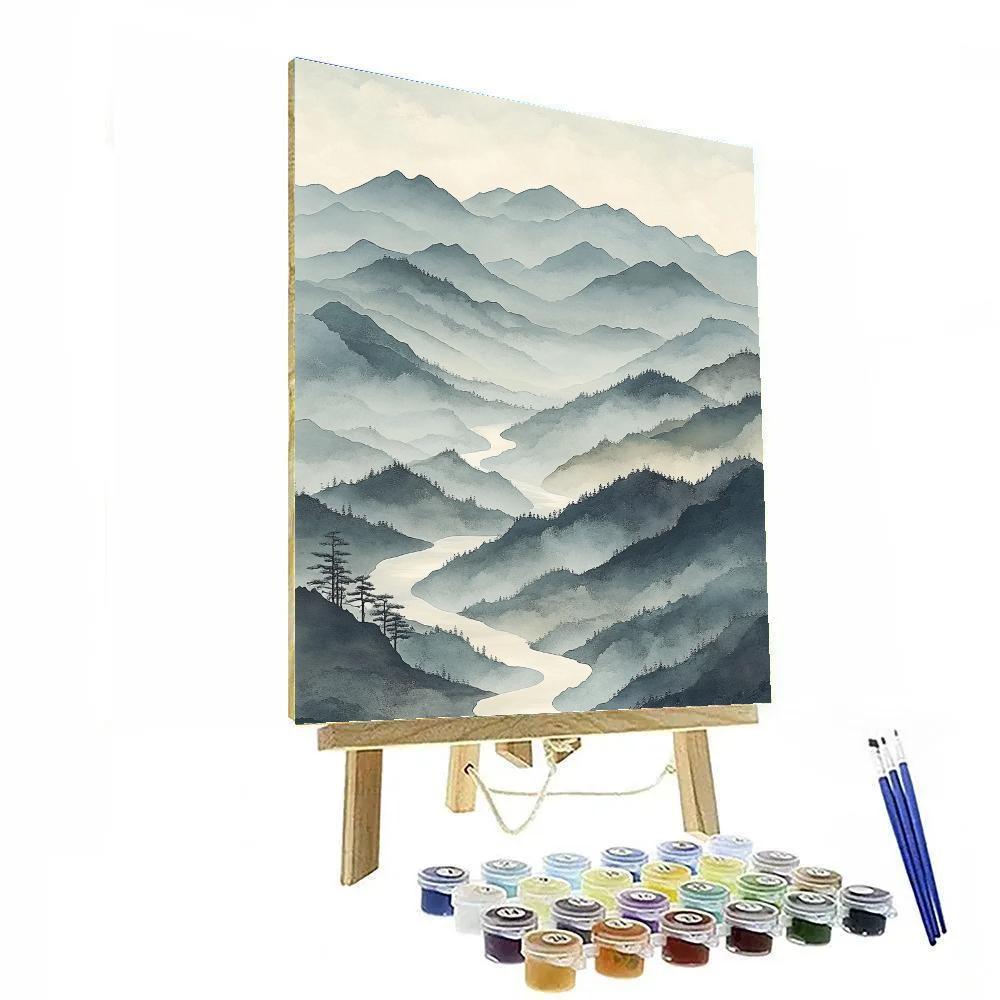 Zhao Mengfu Inspired Mist Over Returning Mountains Painting by numbers kit