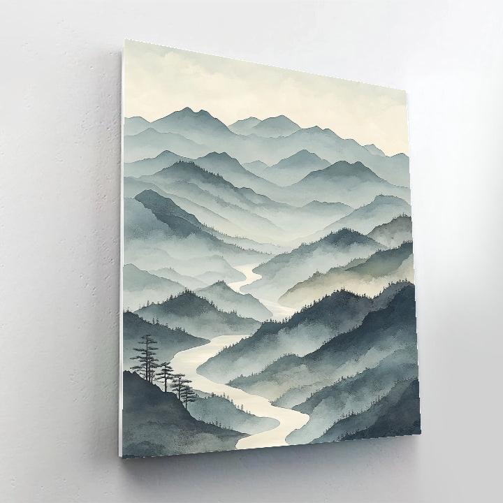 Zhao Mengfu Inspired Mist Over Returning Mountains Painting by numbers kit
