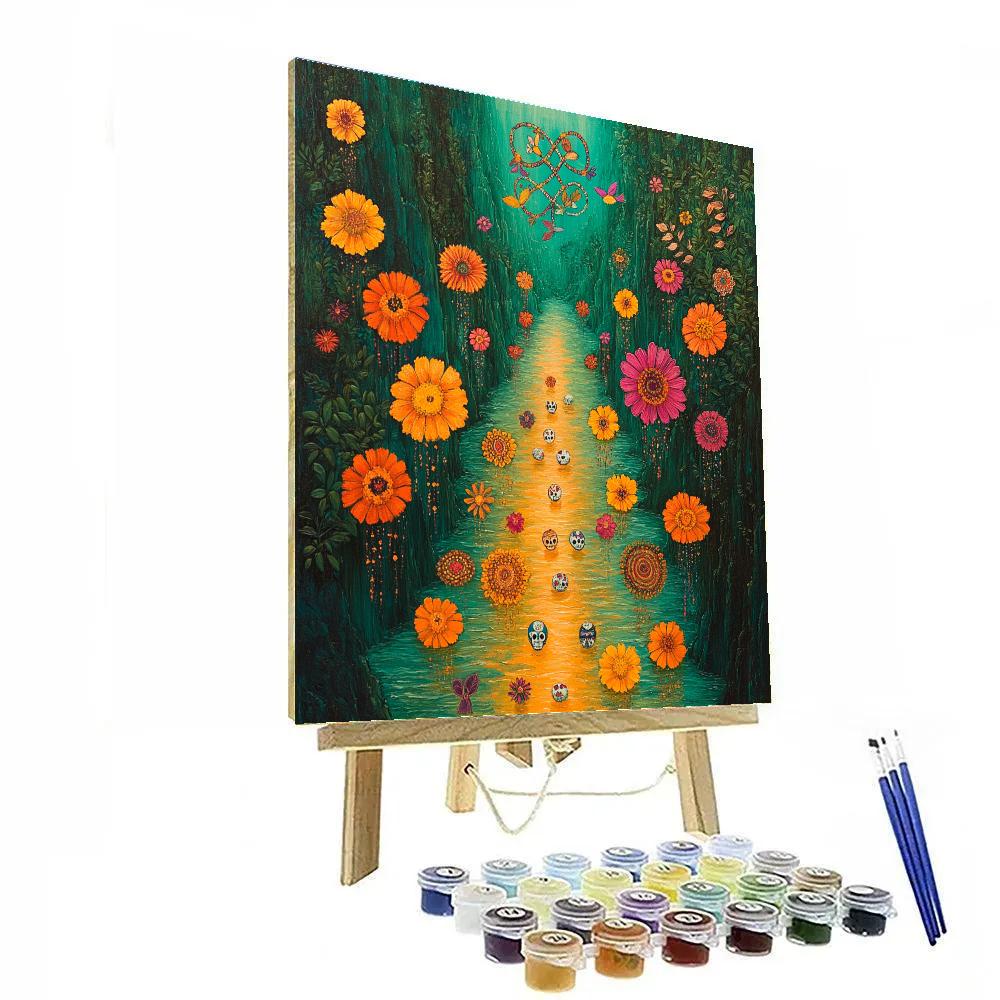 Frida Kahlo Inspired River Of Remembered Blossoms Number painting