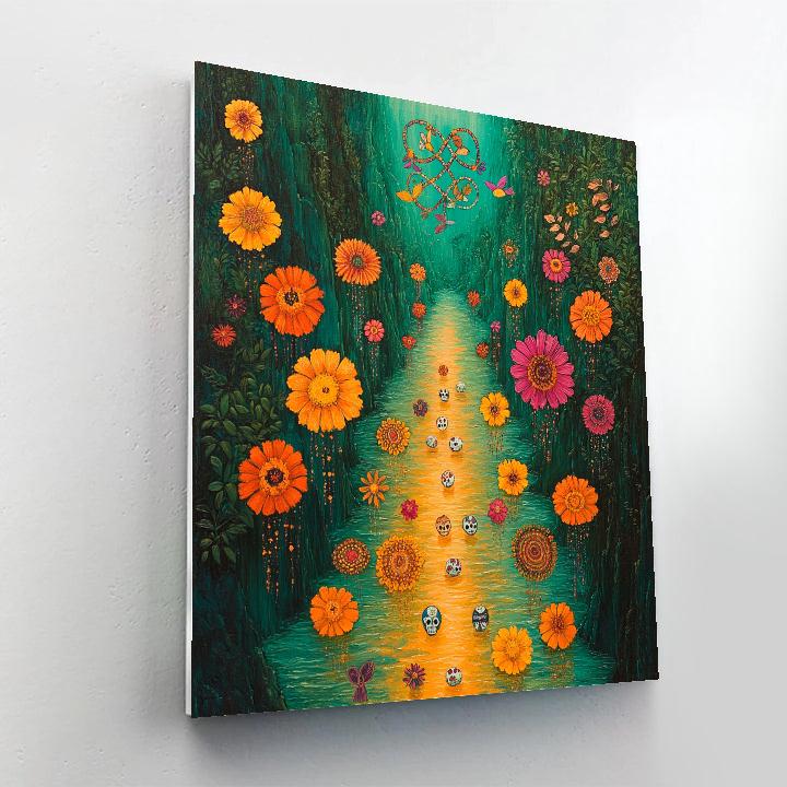 Frida Kahlo Inspired River Of Remembered Blossoms Number painting