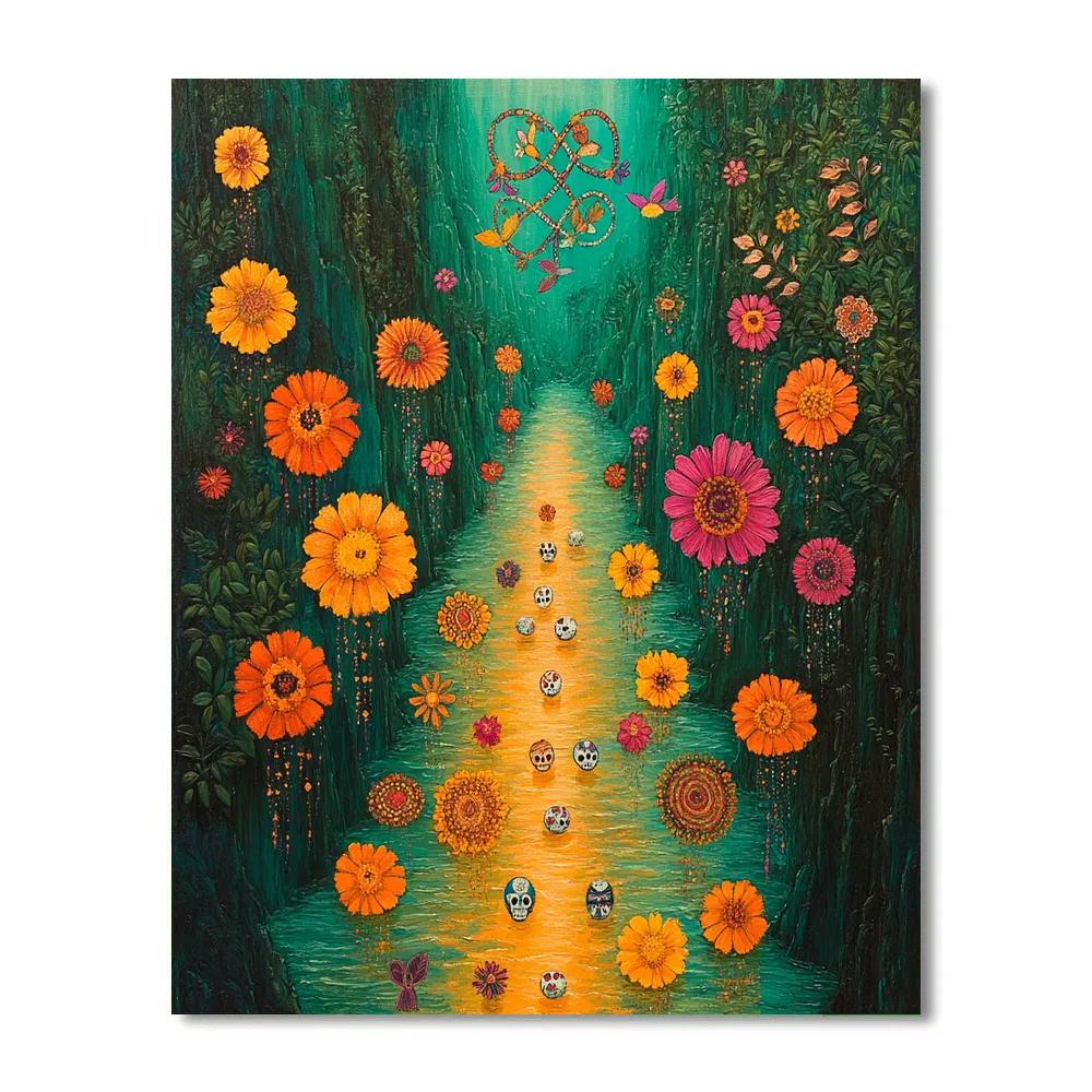Frida Kahlo Inspired River Of Remembered Blossoms Number painting