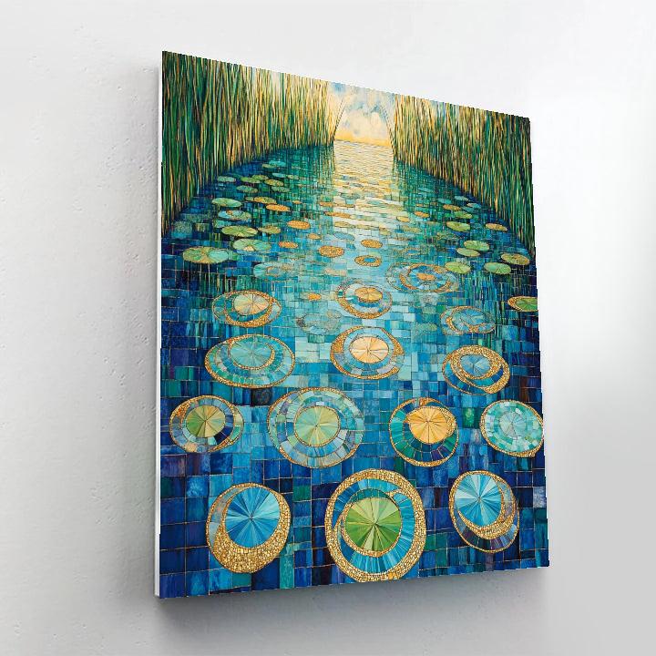 Gustav Klimt Inspired Emerald Lake Of Shimmering Tiles Paint by numbers art
