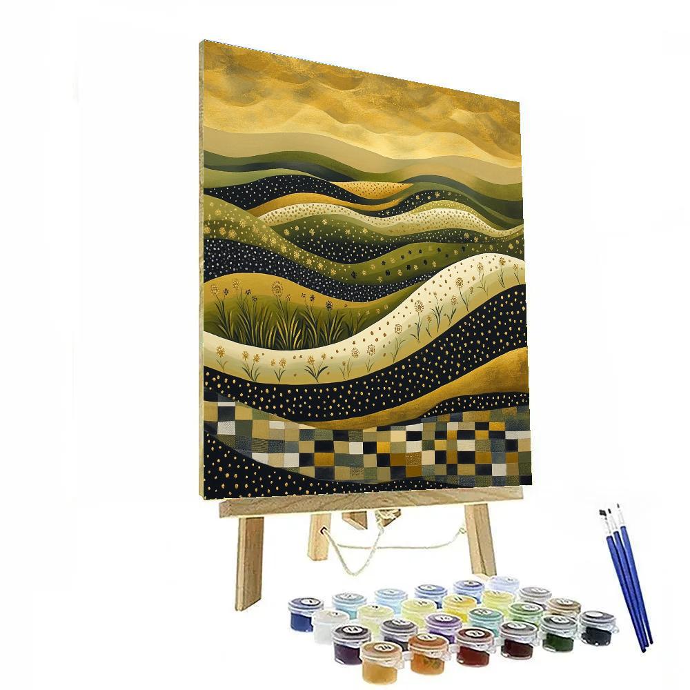 Gustav Klimt Inspired Bronze Horizon Of Spiraled Fields paint by color