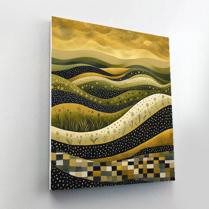 Gustav Klimt Inspired Bronze Horizon Of Spiraled Fields paint by color