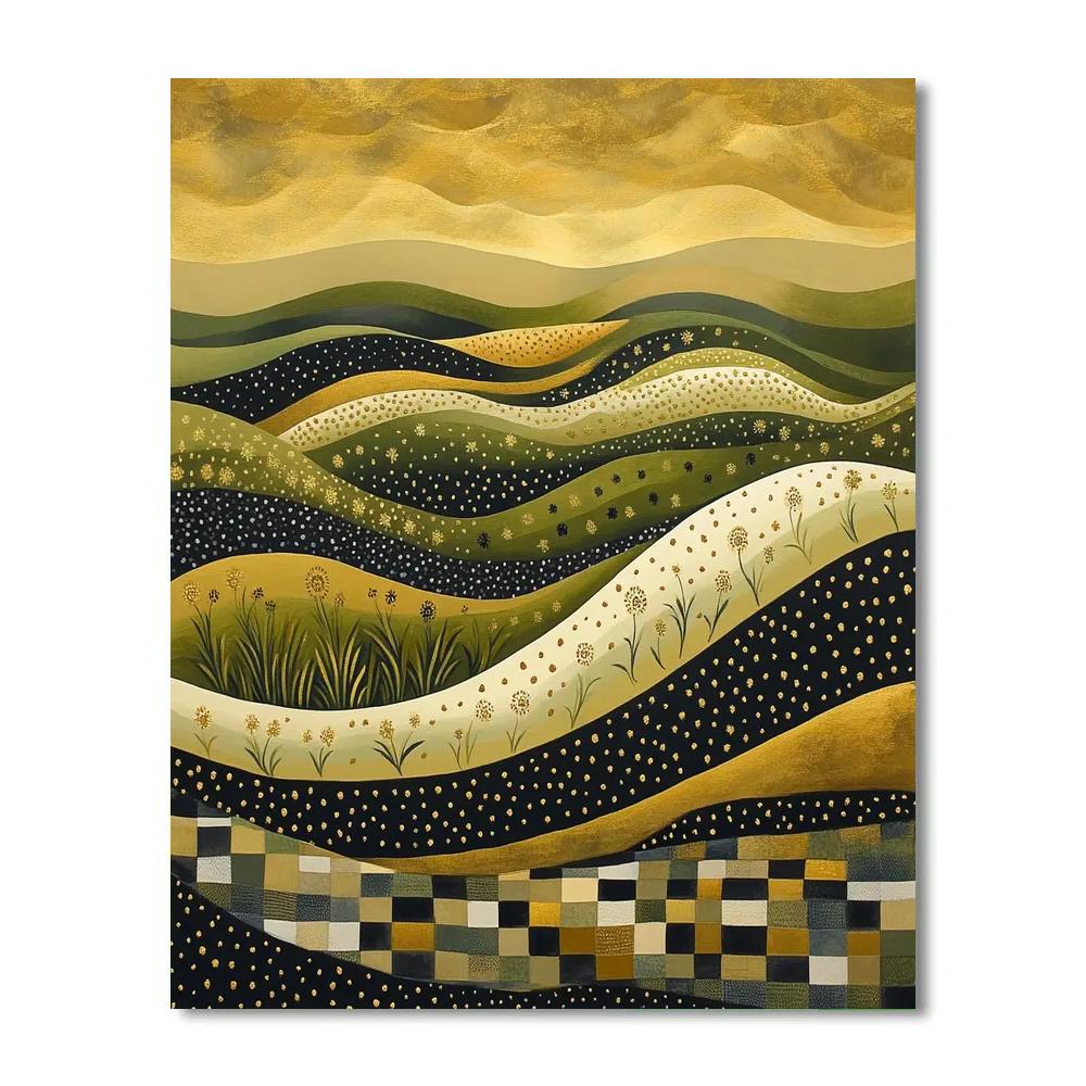 Gustav Klimt Inspired Bronze Horizon Of Spiraled Fields paint by color