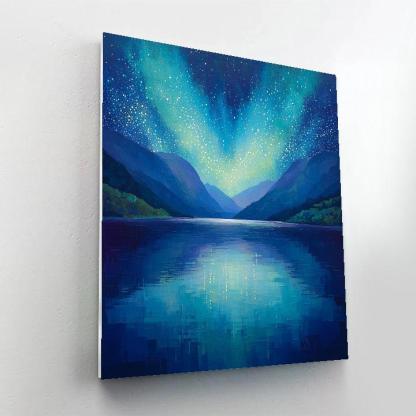 Georges Seurat Inspired Aurora Veil Over Silent Lake Paint by numbers art