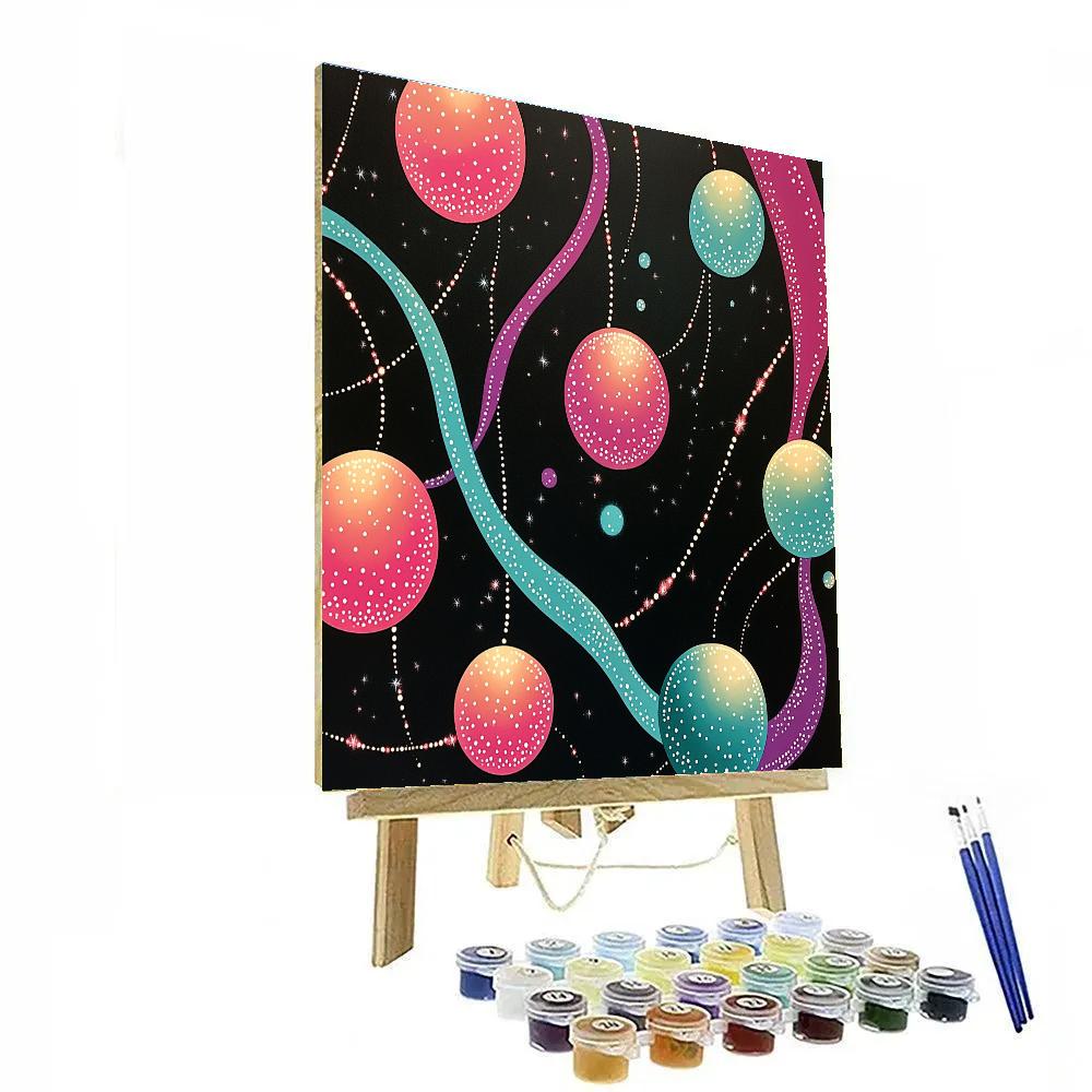 Yayoi Kusama Inspired Neon Thought Constellations painting number kit